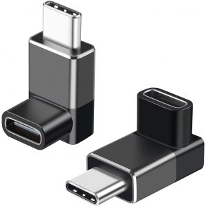 TYE-2 Pièces USB C 90 Degree Adaptateur,Prolongateur USB C Coudé Type-C 40gbps Mâle vers Femelle à Angle Droit,240w,Vidéo 8k @ 60hz Compatible pour Macbook,Ipad,Quest,Steam Deck,Macbook Pro - Neuf