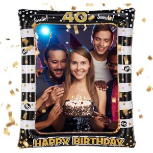 40 Ans Decoration Anniversaire,Accessoires Photobooth Anniversaire,Pour Femme Et Homme D&eacute;coration De F&ecirc;te D'anniversaire,Or Noir Props Accessoires De Selfie - Neuf