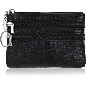 CAUC-Petit Porte-Monnaie Cuir Femme, Mini Porte Monnaie Cuir Mini Petit Portefeuille avec Porte-cl&eacute;s et 3*Compartiments, Mini Coin Purse Wallet pour Femme Homme Enfant Fille Garcon - Neuf