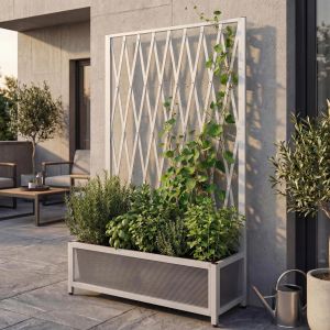 Treillis En Aluminium Hwc-G21, Treillis En Ciseaux Pour Jardini&egrave;res Et Pots De Fleurs, Acier 152 X 90 X 35 CmBlanc - Neuf