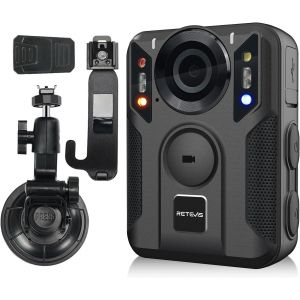 lbgwp60-Rt79 Caméra Corporelle, Caméra De Corps 128G Gps, 2K/4K, 2400 Mah, Usb-C, Ventouse Voiture, Enregistreur Vidéo Portable Sans Fil Audio Et Vision Nocturne Pour La Sécurité (Noir, 1 Pièce) - Neuf