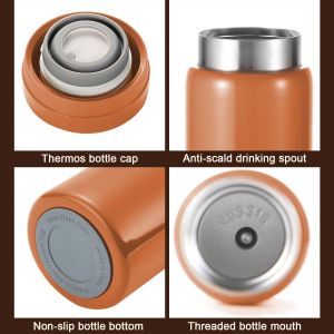 Petite Gourde Isotherme &iquest; Bouteille D'eau Mignonne, Isol&eacute; Sous Vide Pour Boissons Chaudes Et Froides, Garde 12h Chaud & 6h Froid (200 Ml) Noir - Neuf