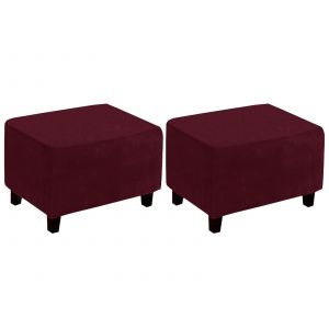 Housse De Coussin Rectangulaire Pour Pouf - Rouge Vin (Lot De 2) - Neuf
