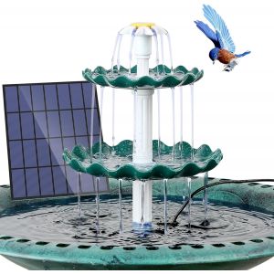 Amztime Fontaine Solaire Diy 3,5 W Pour L'Ext&eacute;rieur, 3 Couches Amovibles, Bain D'Oiseaux Et Nourriture Pour Oiseaux, Avec Fontaine Solaire, Convient Pour Bain D'Oiseaux Et Sc&egrave;nes De Jardin, Fontaine - Neuf