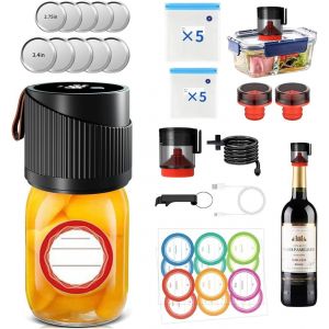 Kit De Scellage Sous Vide Électrique Mason Jar 4 En 1 Pour Bocaux Mason À Ouverture Large Et Régulière, Scellant Sous Vide À Arrêt Automatique Pour Bocaux, Bouteilles De Vin, Sacs Sous Vide, - Neuf