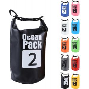 2l Sac Étanche Polyvalent,2l/5l/10l/15l/20l/30l Noir Waterproof Dry Bag Avec Longue Bandoulière Réglable Sac À Dos Confort Imperméable Pour Bateau/Kayak/Pêche/Rafting/Natation/Camping/Snowboard - Neuf