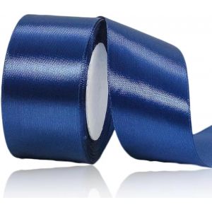 Ruban Satin Bleu Marine 50mm,22m Ruban Satin,Ruban Cadeau Emballage,Ruban Noel Ruban Tissu Pour Ballon,Couture,N?Uds,Artisanat,Bouquet,Décoration De Mariage,Voitures,Anniversaire Et Emballage Cadeau - Neuf
