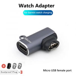 Adaptateur Portable De Chargement De Type C/Micro Usb/Ios, Pour Garmin Fenix 7 7s 7x 6 6s 6x 5 5s 5x Venu 2 2s, Convertisseur De Chargeur De Montre Intelligente Micro Usb Side Bend - Neuf