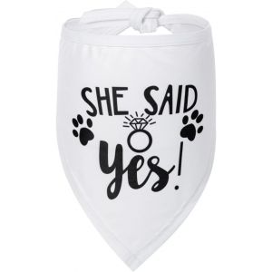 Kal-Bandana Pour Chien She Said Yes - Bandana Triangulaire Lavable - Pour Demande En Mariage, Fiançailles, Photo - Accessoires Pour Chiens De Petite, Moyenne Et Grande Taille - 70 X 35 X 35 Cm - Neuf