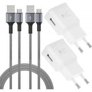 Thef-Chargeur Rapide Fast Charge Avec 2 M Usb Type C En Nylon Pour Samsung Galaxy S22 S21 S21fe S21+ S20fe S20 S20 Ultra S10 S10e S9 S8/Note 20/10/9/8/A72 A71 A51 A52 A53 5g/ Pixel (Lot De 2) - Neuf