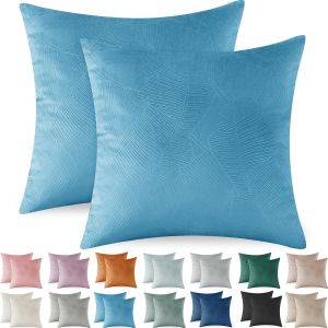 Eryi-Housse Coussin 50x50 En Velours Côtelé Super Taie D'oreiller Doux, Moderne Housse De Coussin Canape Canapé Decoration Maison Salon Chambre Pour Canapé Lot De 2, Coussin Bleu - Neuf