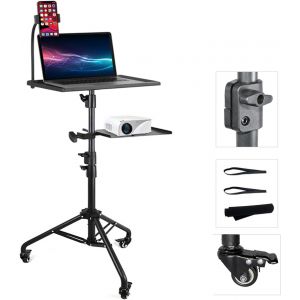 Support De Projecteur Avec Roulettes,Support De Sol Pour Tablette Avec Une Bande Élastique Et Un Support De Sol,Hauteur Réglable De 60 Cm À 120 Cm,Trépied Polyvalent - Neuf
