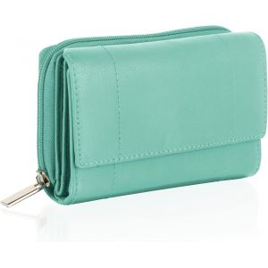 CAUC-Porte-Monnaie pour Femme, Petit Porte-Monnaie protégé par RFID en Cuir véritable avec Poches zippées pour pièces et Cartes - Neuf