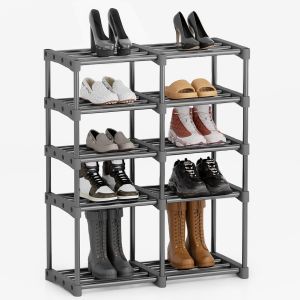 Kgabery-Étagère À Chaussures Grise Avec 5 Niveaux Réglables En Métal Pour 10 À 20 Paires De Chaussures,Organisateur De Chaussures,Armoire À Chaussures,Étagère À Chaussures,Étagère À Chaussures, - Neuf