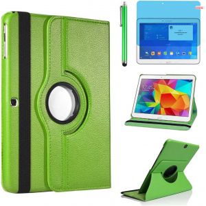 Étui Housse Coque Pour Samsung Galaxy Tab 4 10.1 Pouces 2014 (Sm-T530 Sm-T531 Sm-T535) - 360 Degrés Rotation Full Protection Kickstand Case Cover,Avec Un Stylo,Écran Film (Green).[F6857] - Neuf