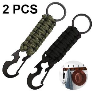 Lot De 2 Mini Porte-Clés Mousquetons En Métal Avec Paracorde ¿ Accessoires Edc Polyvalents Pour Le Camping, La Randonnée Et Les Aventures En Plein Air - Neuf