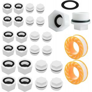 Kalanka-24pcs Bouchon Plomberie Set, Bouchon Plastique, Bouchon Plomberie Femelle 15/21 20/27 26/34, Bouchon Plomberie Filetage Ext&eacute;rieur, Bouchon Radiateur, Bouchon Arrivee D'eau Robinet, Plomberie - Neuf
