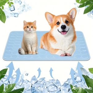 Tapis Rafraîchissant Pour Chiens Et Chats,Tapis De Refroidissement En Soie Glacée Respirant Non Toxique,Durable Ice Silk Pet Cooling Mats Pour Animaux En Été (50 * 40cm,Gris) - Neuf