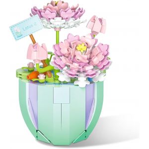 Mini Lotus Rose Bouquet de Fleurs de Blocs de Construction Ensemble du Bonsaï, plantes Grasses Jouets Kits Romantique de la saint-Valentin Cadeaux pour les Copines Amoureux de Couples - Neuf