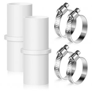 Connecteurs de tuyau de vidange de machine à laver 2 pièces Adaptateur d'extension de rondelle avec 4 pièces Colliers de serrage de tuyau de vidange - Neuf