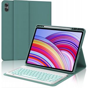 Clavier Pour Xiaomi Redmi Pad Pro 12,1""/Xiaomi Poco Pad 12.1"" 2024, R&eacute;tro&eacute;clairage 7 Couleurs, Clavier Azerty Sans Fil Bluetooth, Coque Clavier Pour Redmi Pad Pro 12,1 Pouces, Vert Fonc&eacute; - Neuf