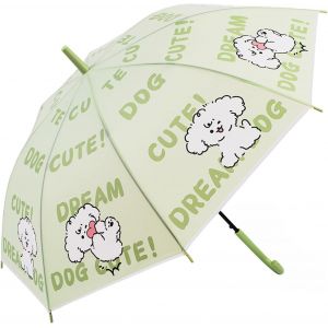 Parapluie Pour Enfants À Ouverture Automatique 93Cm Canopy Puppy & Hearts Design 288G Tissu Poe Léger Structure En Fibre De Verre - Neuf