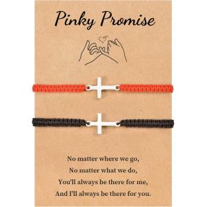 Tianyi-Bracelet Couple Cadeau Pour Amoureux - Homme Femme - Anniversaire, Noël Pour Petite Amie, Petit Ami, Mari, Épouse, Famille, Amis (Noir + Rouge) - Neuf