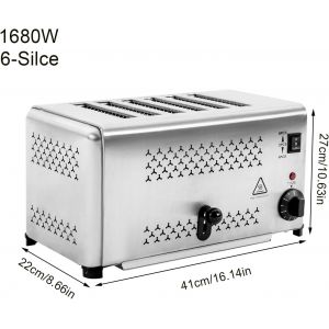 6 Tranches Acier Inoxydable Grille Pain,Pour La Maison,La Boulangerie,Le Restaurant,2400W,41 * 22 * 27Cm - Neuf