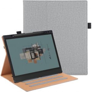 Pour Boox Note Air 4 C &Eacute;tui Avec Porte-Stylo,Housse Intelligente En Cuir Pu Pour Boox Note Air 3c B/W Coque Avec Dragonne,Gris - Neuf