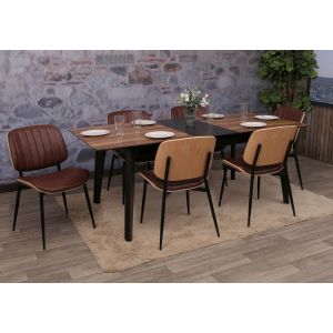 Lot de 6 chaises de salle &agrave; manger HWC-O44, chaise de cuisine, bois courb&eacute; simili-cuir Oeko-Tex MVGnaturel, marron vintage - Neuf