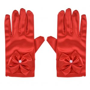 Hjlian Robe De Mariee Pour Fille, Gants, Noud Papillon, Robes De Soiree Formelles, Mitaines Courtes (Rouge S) - Neuf