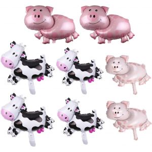 ChicSlick-Ballons En Forme De Cochon 4 Pièces Et Ballons En Forme De Vache 4 Pièces, Ballons D'Animaux De Dessin Animé, Décorations De Fête À Thème De Ferme[X1117] - Neuf