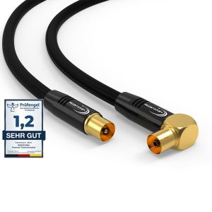 Câble d'antenne 12,5m Noir-Mâle à Femelle 90° coudé Coaxial-Câble Coaxial HDTV Premium pour Télévision par Câble|Câble TV : Compatible avec TV,Radio,DVB-T/T2,DVB-C,DAB - Neuf