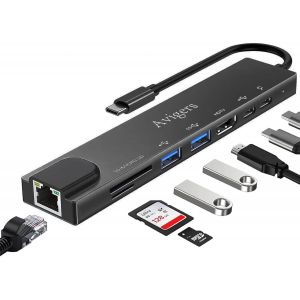 8 En 1 Hub/Adaptateur Usb C Avec Rj45 Ethernet, 4K Hdmi, 100W Pd, Lecture De Carte Sd/Tf, Usb 3.0, Type C Adaptateur Multiport Pour Macbook Pro/Air, Ipad Pro, Imac, Série Iphone16/15, Galaxy[Z4773] - Neuf
