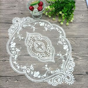 Sjzg-Lot De 4 Sets De Table R&eacute;tro En Dentelle, 31 X 44 Cm, Napperons Ovales D&eacute;coratifs Faits &Agrave; La Main, Lavables, Pour Cuisine, Salle &Agrave; Manger, Vase, Blanc - Neuf