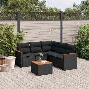 Prolenta Premium - Salon De Jardin 6 Pcs Avec Coussins Noir R&eacute;sine Tress&eacute;e - Neuf