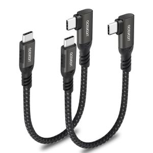 240W Cable USB C vers USB C 20CM, 2PCS 5A PD QC 4.0 Cable USB Type C Court Charge Rapide Type C Coudé en Nylon Tressé Compatible avec iPhone 16 15, pour Galaxy S24 S23, pour Huawei - Neuf