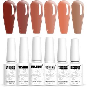 Vernis Gel Semi-Permanent 6 Couleurs Transparent Rose Nude Brun Vernis &Agrave; Ongles Naturelle Nu Rouge Transparent Gel&eacute;e De Cristal Soak Off Uv Led Gel 8ml - Neuf