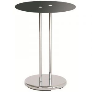 M&s - Table D'Appoint Ronde 40x55 Cm En M&eacute;tal Noir Et Pieds Chrom&eacute;s - Neuf
