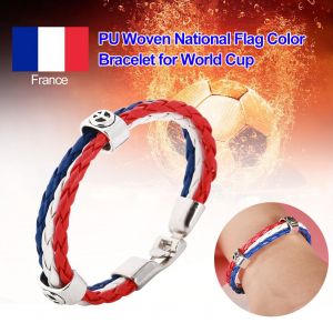 Bracelet Tresse Multicouche En Pu, Motif Drapeau National, Pour La Coupe Du Monde (France) - Neuf