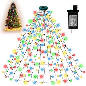 Guirlande de noël Arbre de Lumière 280 LEDs Guirlande de Noël LED Décoration d'Arbre de noël (1,3-2,8 m sapin) pour la Décoration de la Maison, Fête, Noël, fête, Mariage, Jardin - Neuf