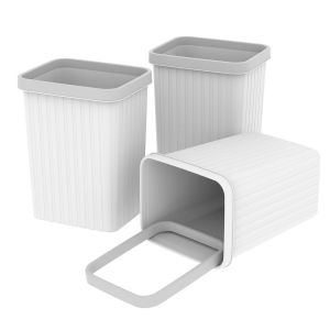 Lot de 3 corbeilles de 8,2 l x 3,corbeille à papier,poubelle pour salle de bain,cuisine,bureau à domicile,dortoir-Blanc - Neuf