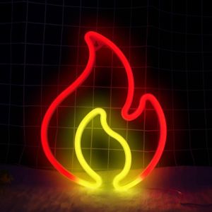 Signe Flamboyant Flamme Led Rouge Pour Chambre,Mur,Bar,Restaurant-Veilleuse Néon Décorative-Cadeau Pour Enfants,Garçons,Amis - Neuf