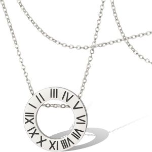 Trahoo-Collier Avec Chiffres Romains - Pendentif Délicat - Personnalisable - Bijou De Mariage - Collier Pour Homme Et Femme - Neuf