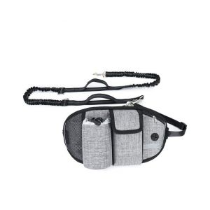 Sac banane de dressage pour animaux de compagnie avec laisse &iquest; Sac banane l&eacute;ger et multi-poches pour propri&eacute;taires de chiens actifs &iquest; Id&eacute;al pour le jogging et la marche - Neuf