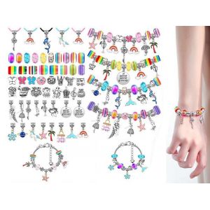 Kit de 112 bracelets &agrave; breloques et perles pour filles - Cr&eacute;ez vos propres bracelets et colliers - Neuf