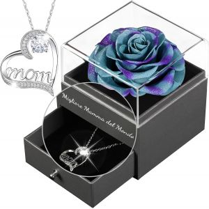 Cadeaux F&ecirc;te des M&egrave;res,Cadeaux Maman,Rose Eternelle F&ecirc;te des M&egrave;re,u201cMeilleure Maman du Mondeu201den Italien, Fleur Eternelle avec Bijoux, Cadeaux Anniversaire Maman,Vo&ucirc;te &eacute;toil&eacute;e - Neuf