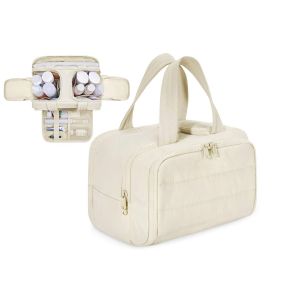 Trousse de toilette de voyage grande capacit&eacute; avec double ouverture et poches lat&eacute;rales pour les cosm&eacute;tiques et les produits essentiels - Neuf