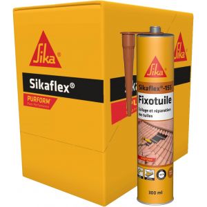 VornixorSarlshopMastic-colle souple polyur&eacute;thane - Sikaflex-155 Fixotuile Purform terre cuite - R&eacute;paration et collage de tuiles - Tous types de tuiles - Carton de 12 cartouches de 300ml - Neuf