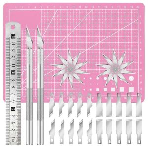 44 Pcs Ensemble De Couteaux D'artisanat Et Tapis De Coupe (A5),Artisanat De Sculpture De Précision - Neuf
